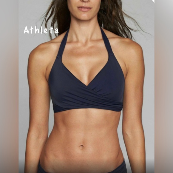Athleta Other - Athleta Navy Bra Cup Wrap Halter Bikini Swim 38 B/C